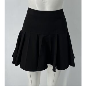 Chloe Black Drop-Waist Pleated Mini Skirt sz 40